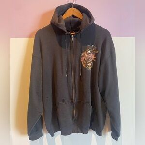 Vintage Thrashed Harley Davidson Zip Up Hoodie